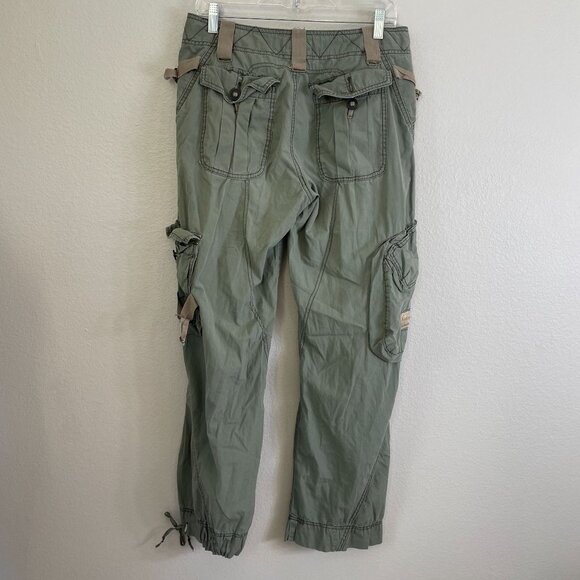 Vintage Y2K Abercrombie & Fitch Womens 10 Cargo Pants Olive Green Baggy Utility - Picture 9 of 9